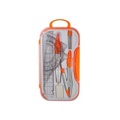 Готовальня Economix в кейсе с кнопкой 8 предметов, оранжевая (E81419)