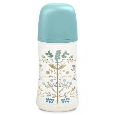 Пляшечка для годування Suavinex Gold Edition, повільний потік, 270 мл, блакитна (307872)