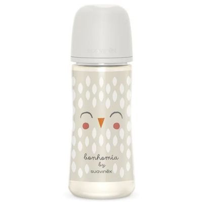 Пляшечка для годування Suavinex Bonhomia, повільний потік, 360 мл, біла (307839)