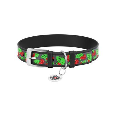 Нашийник для тварин WAUDOG Design з QR паспортом "Калина" XXS Ш 12 мм Д 18-24 см (чорний) (3601-0228-01)