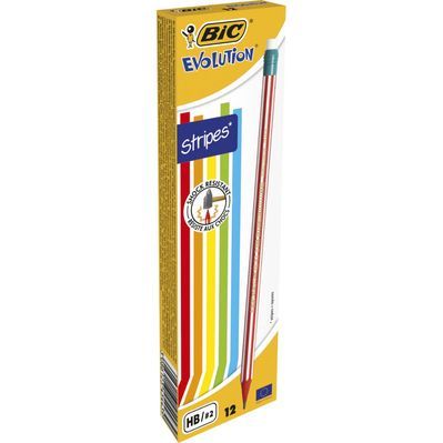 Олівець графітний Bic Evolution Stripes HB, з гумкою (bc8960342)