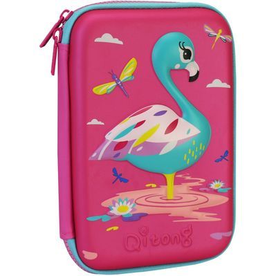 Пенал Cool For School з тисненням 1 відділення Фуксія (QT-5632-Rosered)