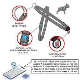 Шлея для собак WAUDOG Nylon з QR-паспортом "Вітраж" L (5440)
