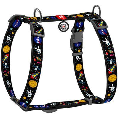 Шлея для собак WAUDOG Nylon з QR паспортом анатомічна H-подібна "NASA" L (5543)