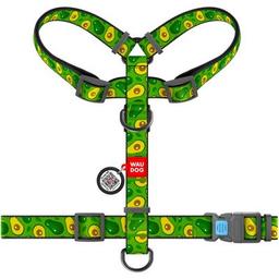 Шлей для собак WAUDOG Nylon с QR паспортом анатомическая H-образная "Авокадо" M (5550)