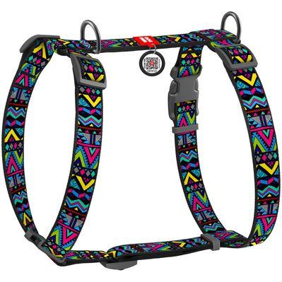 Шлей для собак WAUDOG Nylon с QR паспортом анатомическая H-образная "Инди" S (5595)