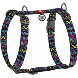 Шлей для собак WAUDOG Nylon с QR паспортом анатомическая H-образная "Инди" S (5595)