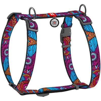 Шлея для собак WAUDOG Nylon з QR паспортом анатомічна H-подібна "Літо" M (5574)