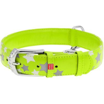 Нашийник для тварин WAUDOG Glamour з QR паспортом "Зірочка" XS Ш 15 мм Д 27-36 см салатовий (35855)