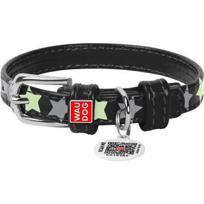 Нашийник для тварин WAUDOG Glamour з QR паспортом "Зірочка" L Ш 35 мм Д 46-60 см чорний (35881)