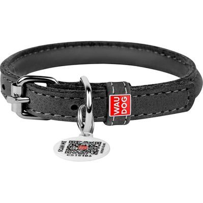 Нашийник для тварин WAUDOG Soft з QR паспортом круглий Д 13 мм Д 53-63 см чорний (02691)