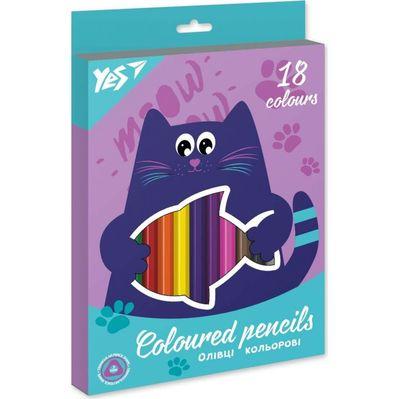Карандаши цветные Yes 18 кол Kittycon (290682)