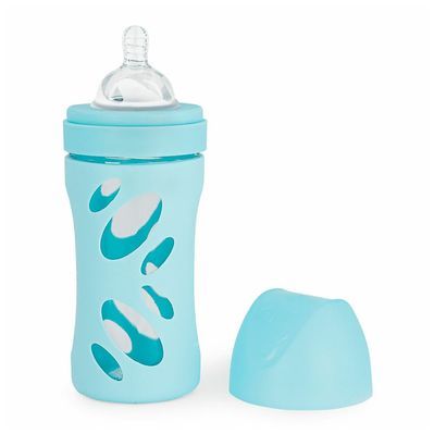 Пляшечка для годування Twistshake Pastel Blue 260 мл, скляна антикол. із силіконовою соскою (78583)