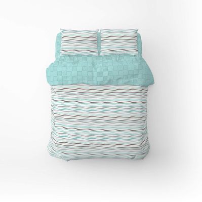 Постільна білизна Home Line Хвилі/Клітинка бірюзовий бязь полуторний (173833)