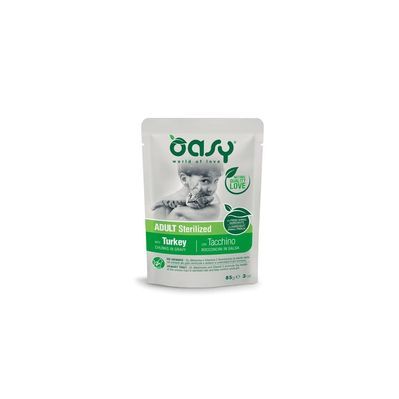 Вологий корм для кішок OASY Adult Sterilized з індичкою 85 г (8054329510308)