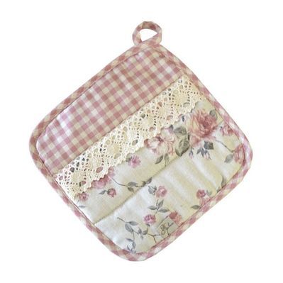Кухонна прихватка Прованс Bella Троянди/Рожева клiтинка 25х25 см (4823093416772)