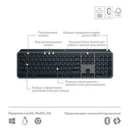 Клавіатура Logitech MX Keys S Plus Palmrest Wireless UA Graphite (920-011589)