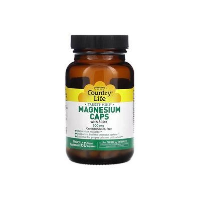 Мінерали Country Life Магній з кремнієм, 300 мг, Target-Mins, Magnesium Caps with Silica, 120 вегет.¶Магній з кремнієм (CLF-02474)