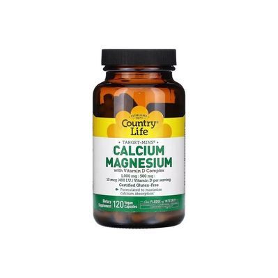 Вітамінно-мінеральний комплекс Country Life Кальцій, Магній та Вітамін D, Calcium Magnesium with Vitamin D, 120 вегет (CLF-02487)