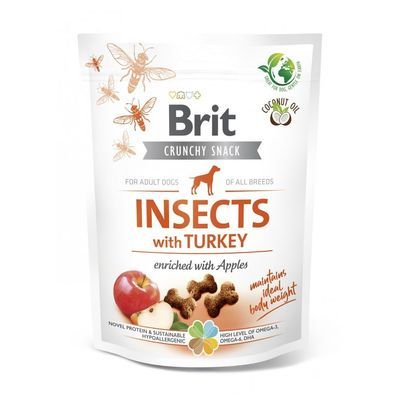 Ласощі для собак Brit Care Dog Crunchy Cracker Insects комахи, індичка та яблуко 200 г (8595602551484)