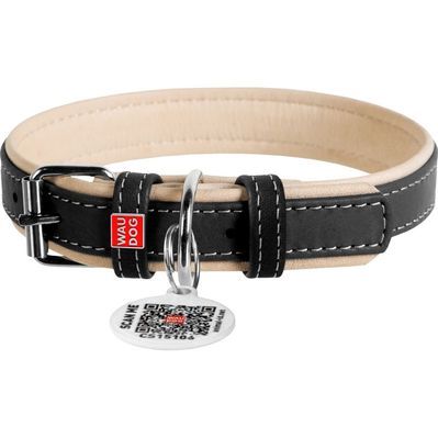 Нашийник для тварин WAUDOG Soft з QR паспортом S Ш 20 мм Д 30-39 см чорний (7190)