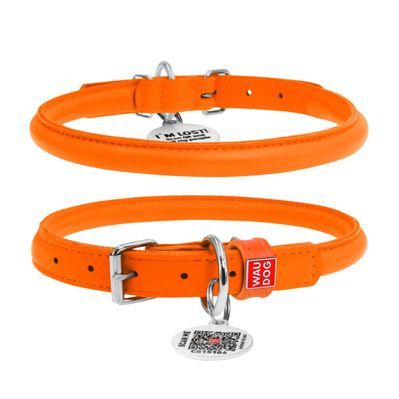 Нашийник для тварин WAUDOG Glamour з QR паспортом, круглий, XS помаранчевий (22264)