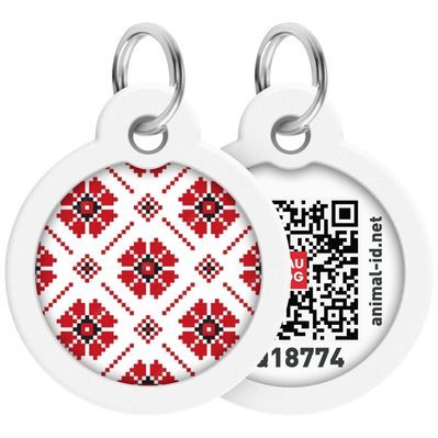 Адресник для тварин WAUDOG Smart ID з QR паспортом "Вишиванка", коло 30 мм (230-4033)