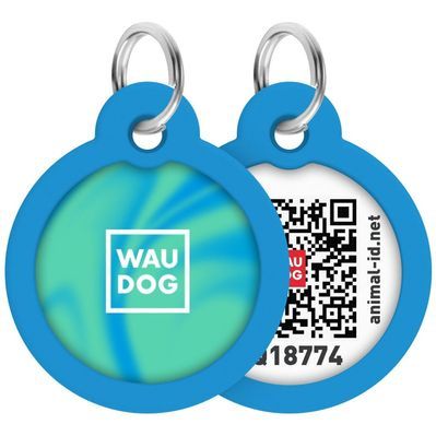 Адресник для тварин WAUDOG Smart ID з QR паспортом "Градієнт блакитний", коло 25 мм (225-4036)
