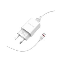 Зарядний пристрій BOROFONE BA20A Sharp single port charger set(Type-C) White (BA20ACW)