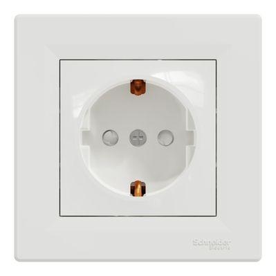 Розетка Schneider Electric ASFORA зі штор. біла (EPH2900221)