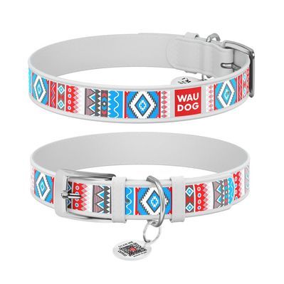 Нашийник для тварин WAUDOG Design з QR паспортом "Етно" XS Ш 12 мм Д 18-24 см білий (373715)