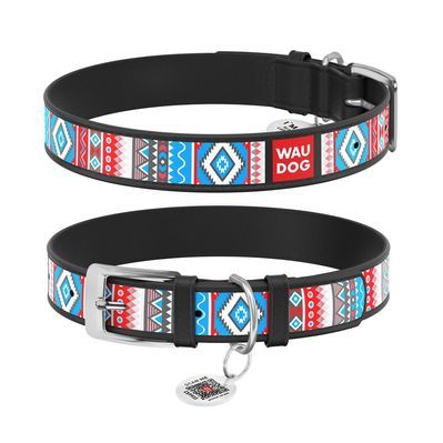 Нашийник для тварин WAUDOG Design з QR паспортом "Етно" М Ш 20 мм Д 29-38 см чорний (37751)