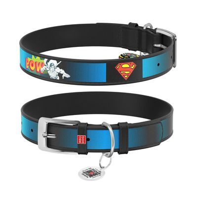 Нашийник для тварин WAUDOG Design з QR паспортом "Супермен 2" M Ш 20 мм Д 29-38 см чорний (0020-1008-01)