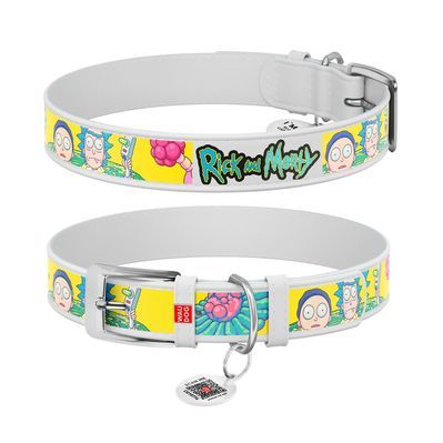 Нашийник для тварин WAUDOG Design з QR паспортом "Рік та Морті 1" Ш 12 мм Д 20-28 см білий (3602-0280-15)