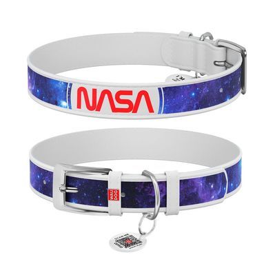 Нашийник для тварин WAUDOG Design з QR-паспортом "NASA21" Ш 25 мм Д 38-49 см білий (3605-0148-15)