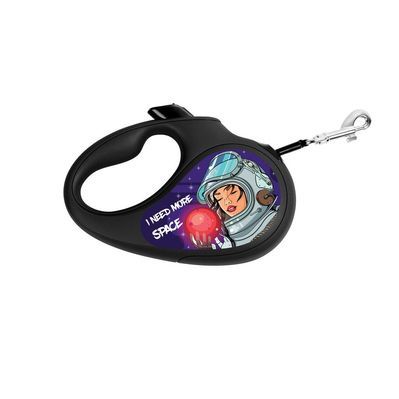 Повідок для собак WAUDOG R-leash "Більше космосу" світловідбивна стрічка XS до 12 кг 3 м чорний (8123-0126-01)