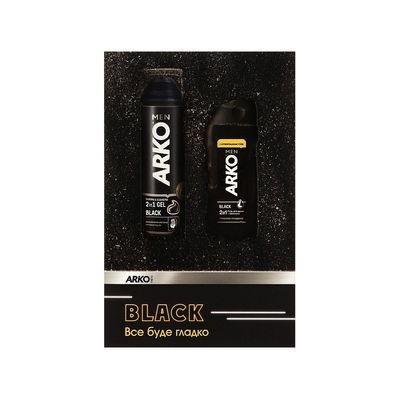 Набір косметики ARKO Men Black Гель для гоління 200 мл + Гель для душу 260 мл (8690506546724)