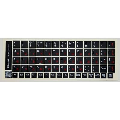 Наклейка на клавіатуру BestKey непрозора чорна, 68, червоний (BK13RED/025)