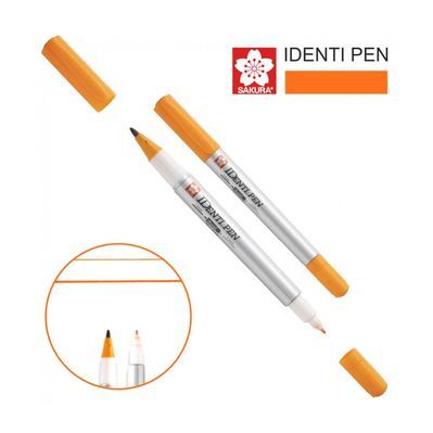 Маркер Sakura перманентний IDENTI PEN, двосторонній, 0,4/1 мм, Помаранчевий (084511365070)