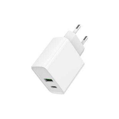 Зарядное устройство Gembird USB-A + Type-C (PD20W + QC3.0 18W) white (TA-UC-PDQC20-01-W)