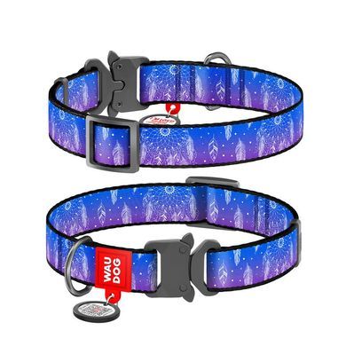 Нашийник для тварин WAUDOG Nylon з QR паспортом "Ловець снів" металева пряжка-фастекс Ш 25 мм Д 37-58 см (5065)