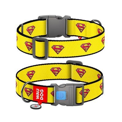 Нашийник для тварин WAUDOG Nylon з QR паспортом "Супермен 2" пластиковий фастекс S (0015-2014)
