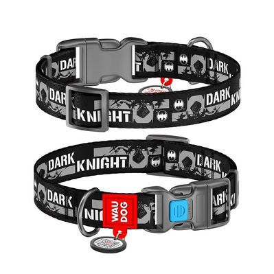 Нашийник для тварин WAUDOG Nylon з QR паспортом "Темний лицар" пластиковий фастекс XL (0026-2011)