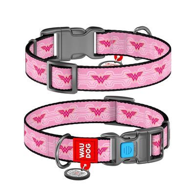 Нашийник для тварин WAUDOG Nylon з QR паспортом "Чудо-жінка 1" пластиковий фастекс L (0025-2015)