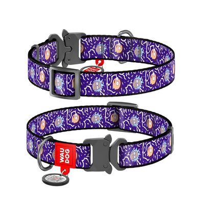 Нашийник для тварин WAUDOG Nylon з QR паспортом "Рік і Морті 2" металева пряжка-фастекс L (4507-0281)