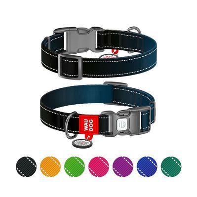 Нашийник для тварин WAUDOG Nylon Mono з QR паспортом, пластиковий фастекс M чорний (52101)