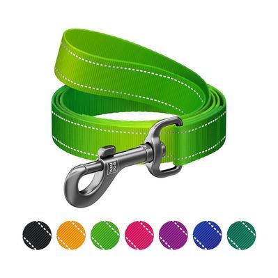 Повідок для собак WAUDOG Nylon Mono, світловідбивний M салатовий (52185)