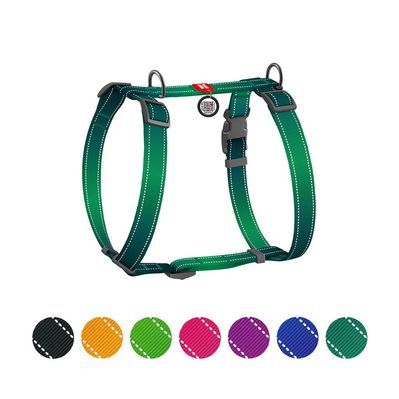 Шлея для собак WAUDOG Nylon Mono з QR-паспортом, пластиковий фастекс М зелена (527218)