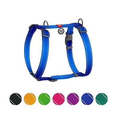 Шлея для собак WAUDOG Nylon Mono з QR-паспортом, пластиковий фастекс М синя (527212)