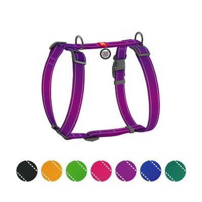 Шлея для собак WAUDOG Nylon Mono з QR-паспортом, пластиковий фастекс М фіолетова (52729)